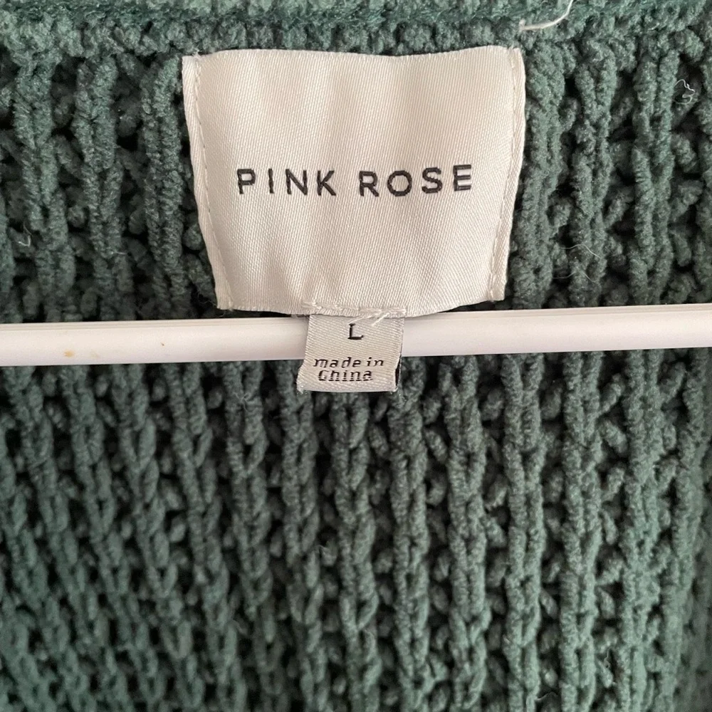 Pink Rose Women's Textured Green Cardigan